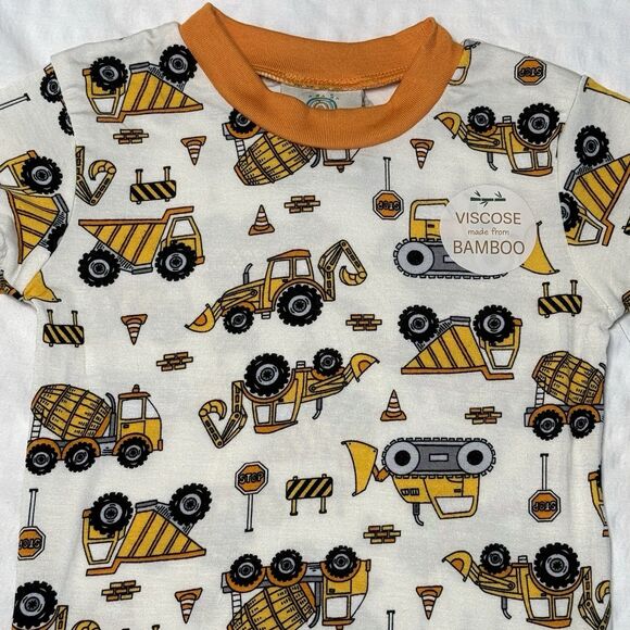 NWT Millie & Myles Construction Trucks Kids Toddler Bamboo 2pc Pajamas Size 4 - Picture 4 of 8
